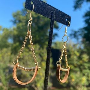 Gold leather earrings